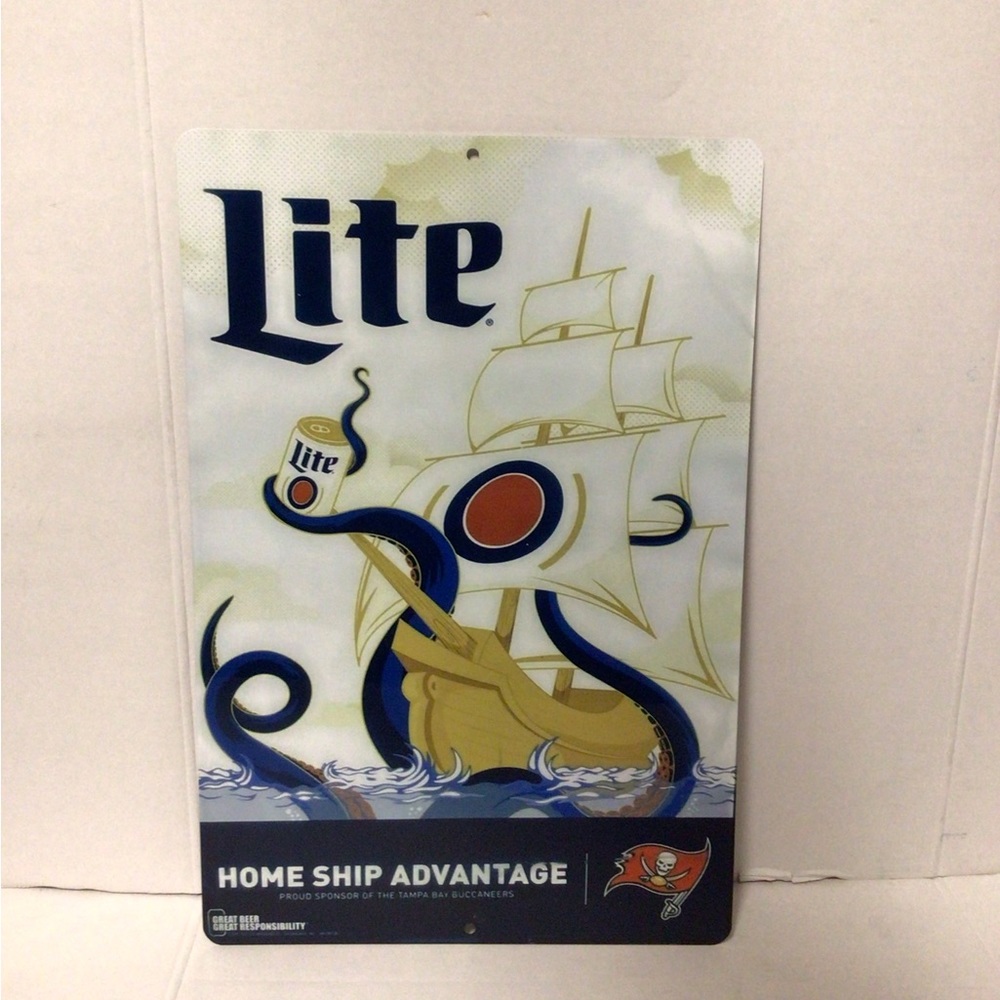 Miller Lite Tampa Bay Buccaneers NFL Tin Sign
